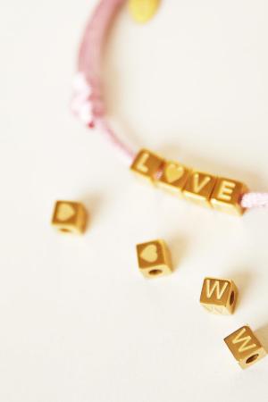 Diy Perles Alphabet Couleur Or A Acier Inoxydable h5 Image2