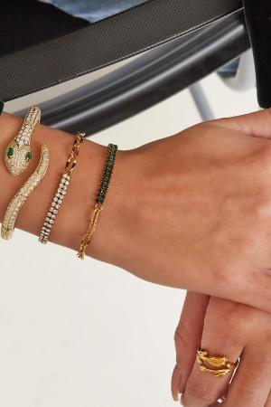 Bracelet Zircon Et Chaîne Couleur Or Acier Inoxydable h5 Image2