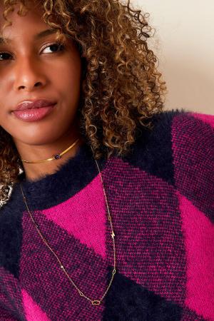 Pull À Carreaux Doux Fuchsia S/M h5 Image7