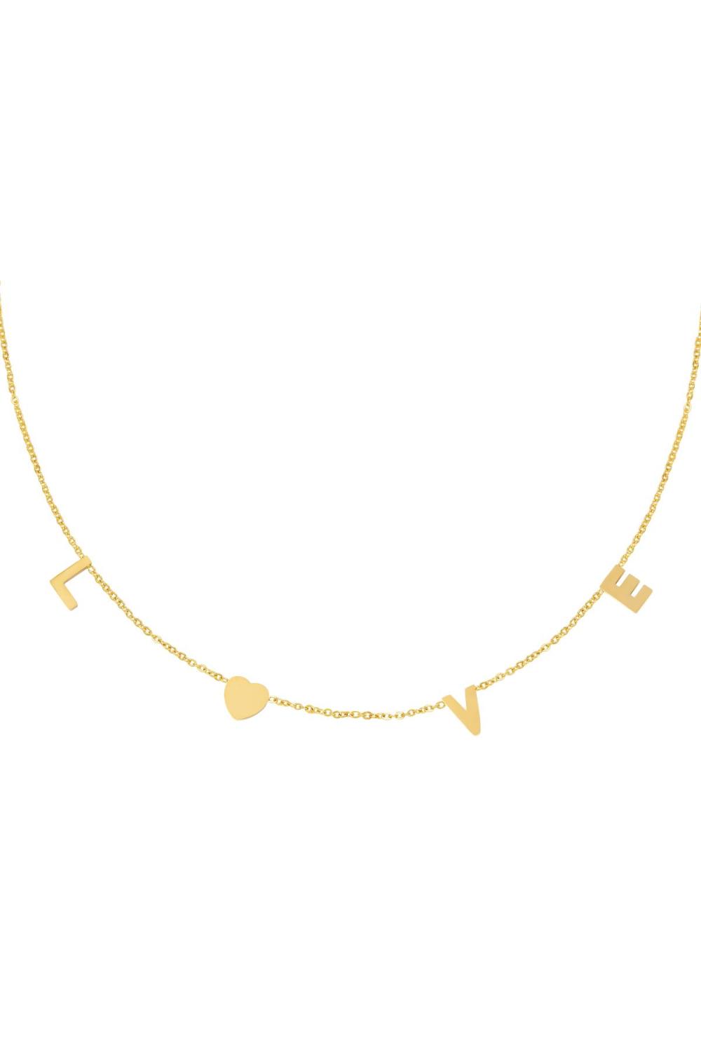 Collier Love Letters Couleur Or Acier Inoxydable Standard