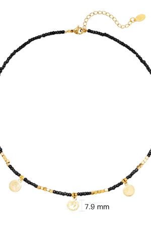 Collier Beads And Coins Noir Acier Inoxydable h5 Image2