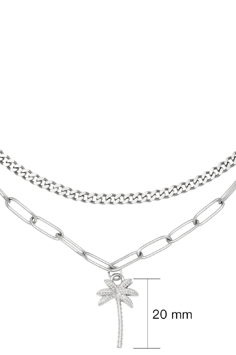 Collier Beachy Palm Argenté Acier Inoxydable Image2