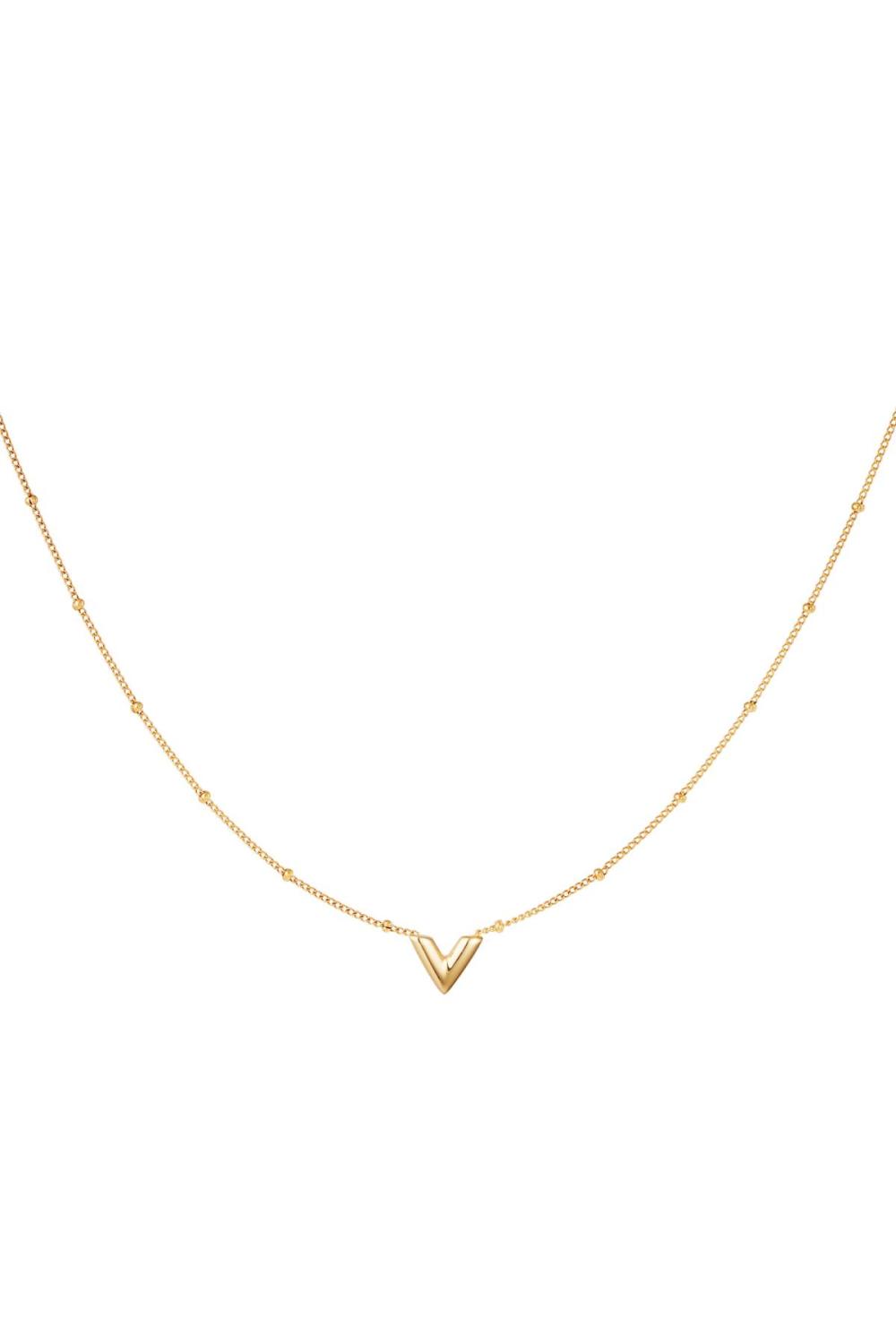 Collier V En Acier Inoxydable Couleur Or 