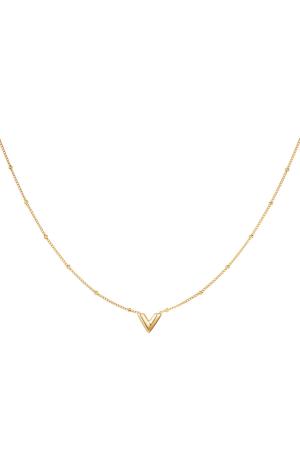 Collier V En Acier Inoxydable Couleur Or h5 