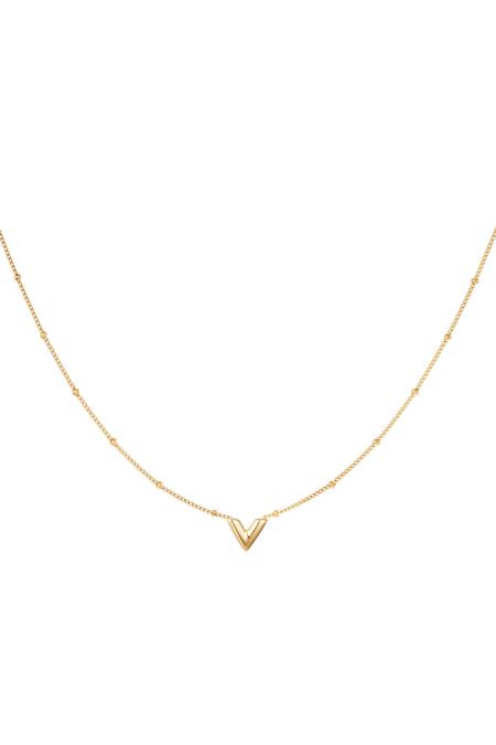 collier v en acier inoxydable couleur or