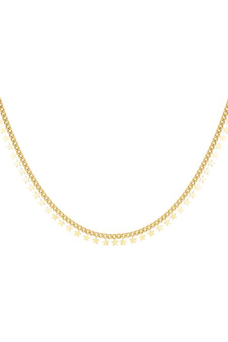 collier étoiles en acier inoxydable couleur or