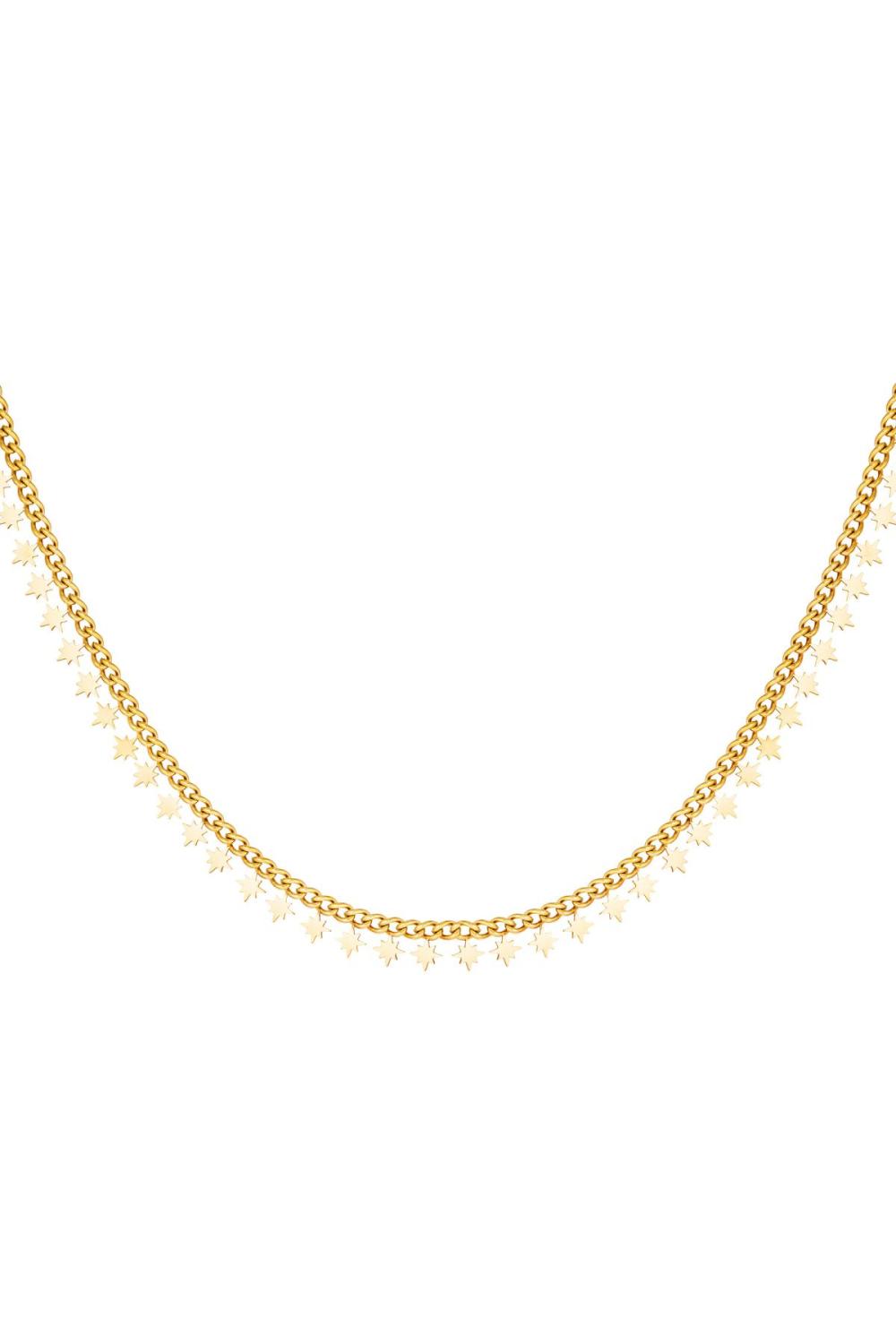 Collier En Acier Inoxydable Étoiles Scintillantes Couleur Or