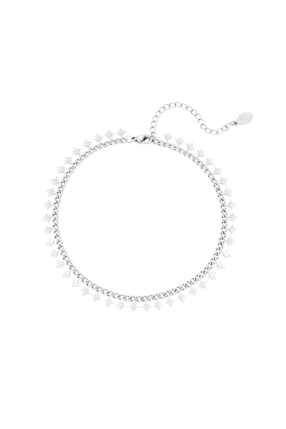 Bracelet De Cheville En Acier Inoxydable Étoiles Scintillantes Argenté