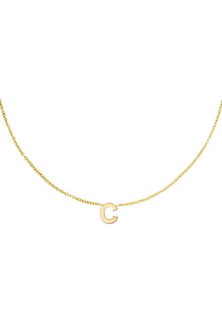 collier en acier inoxydable initiale c couleur or