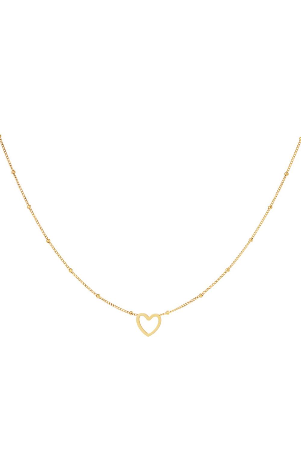 Collier Minimaliste Coeur Ouvert Couleur Or Acier Inoxydable