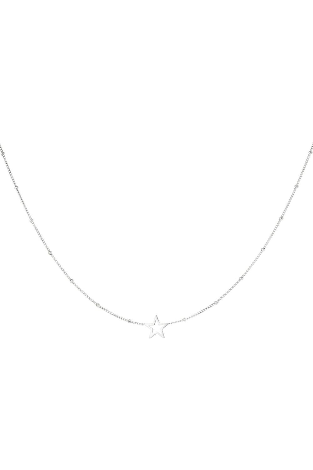Collier Minimaliste Étoile Ouverte Argenté Acier Inoxydable