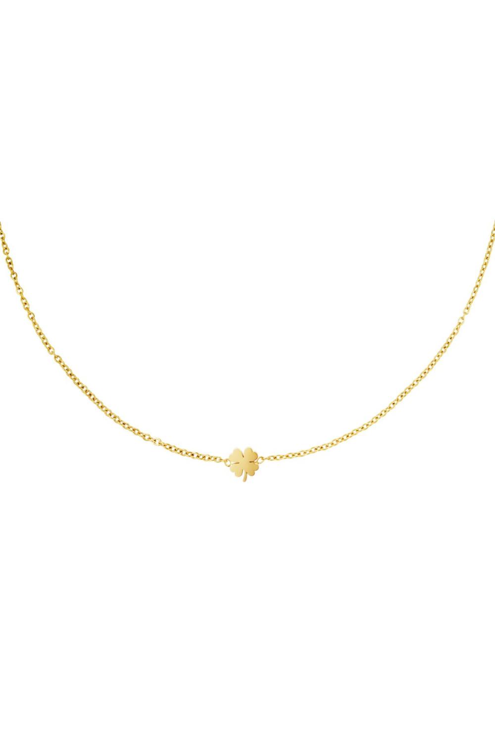 Collier En Acier Inoxydable Trèfle Couleur Or 