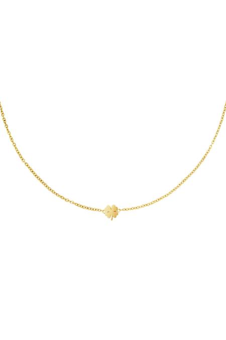 Collier En Acier Inoxydable Trèfle Couleur Or