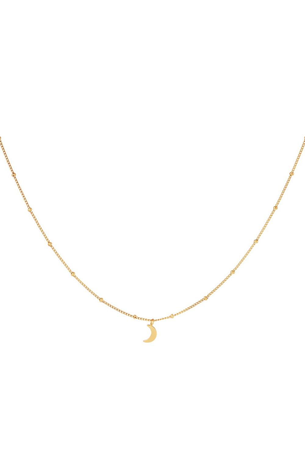 Collier En Acier Inoxydable Demi Lune Couleur Or 