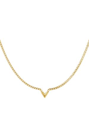 Collier Acier Inoxydable Lettre V Couleur Or h5 