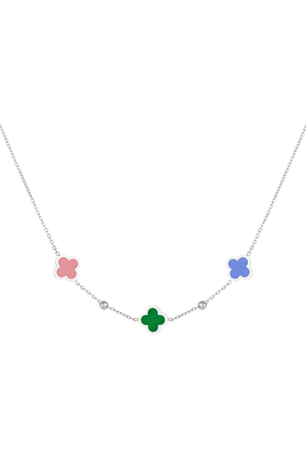 Collier 3 Trèfles Et Petites Boules Vert & Couleur Or Acier Inoxydable