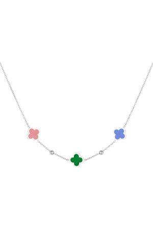 Collier 3 Trèfles Et Petites Boules Vert & Couleur Or Acier Inoxydable h5