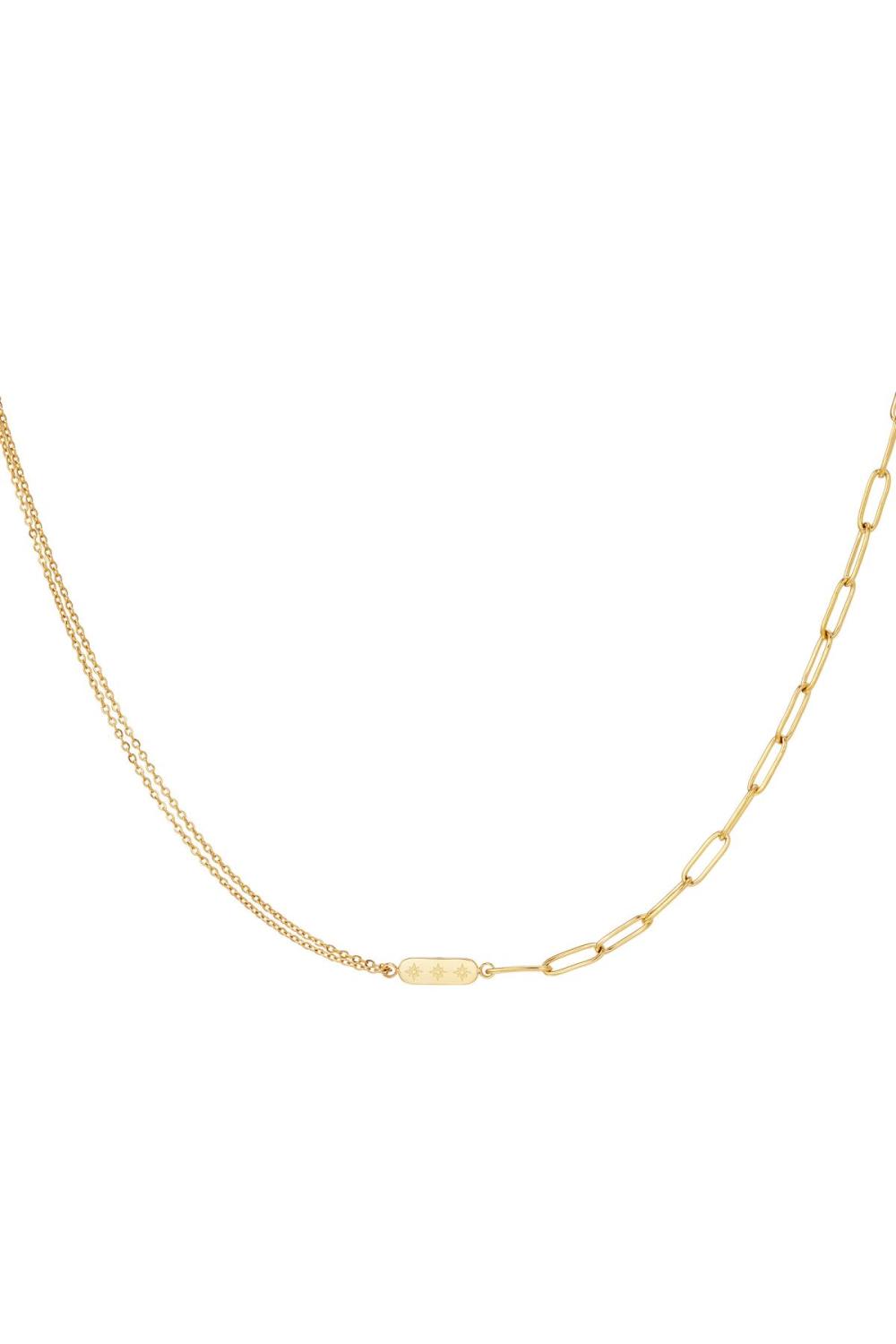 Collier En Acier Inoxydable Avec Double Chaîne Et Breloque Couleur Or