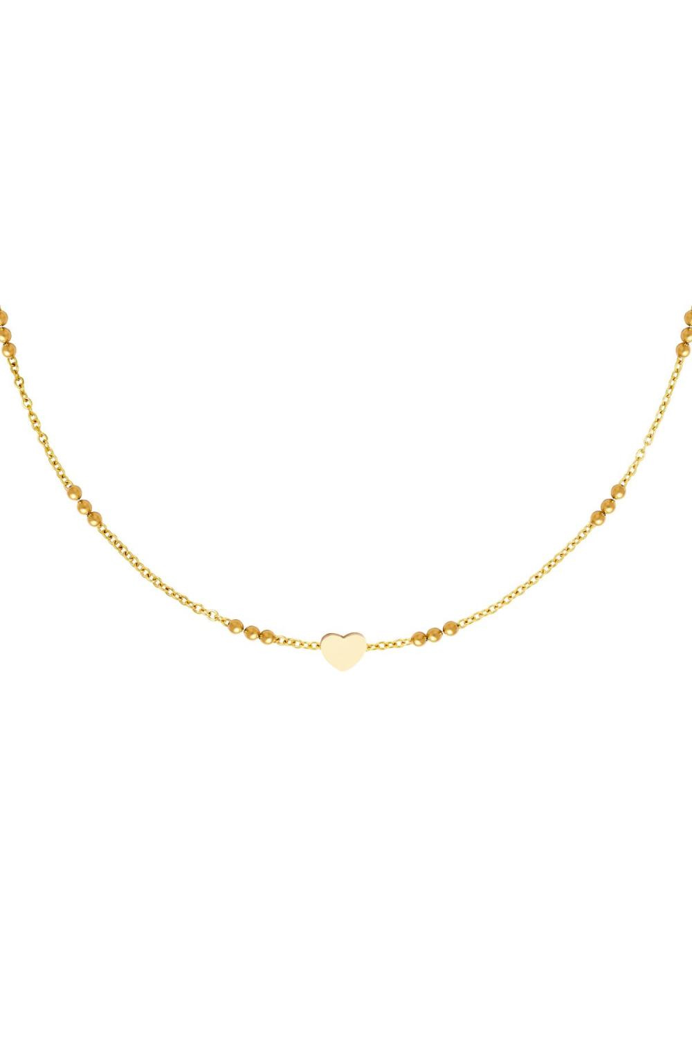 Collier Coeur En Acier Inoxydable Couleur Or 