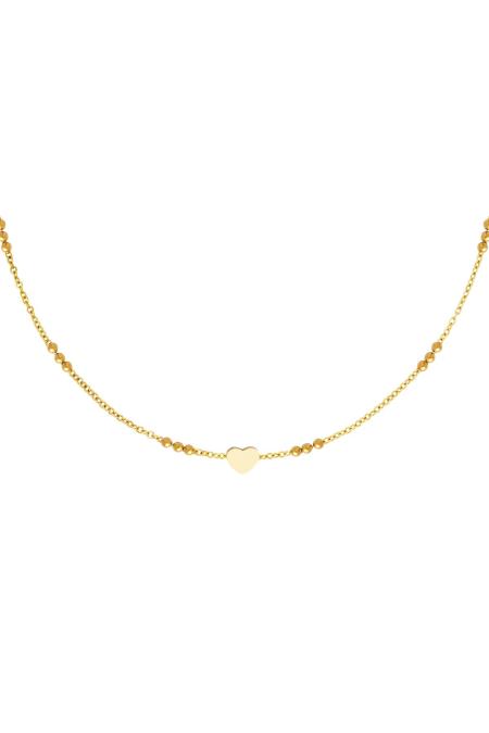 collier coeur en acier inoxydable couleur or