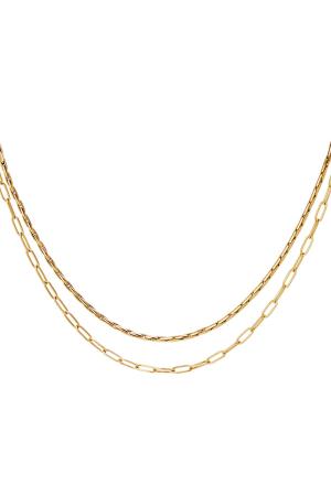 Collier Double En Acier Inoxydable Couleur Or h5