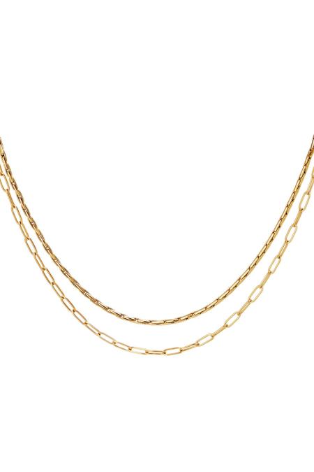 collier double en acier inoxydable couleur or