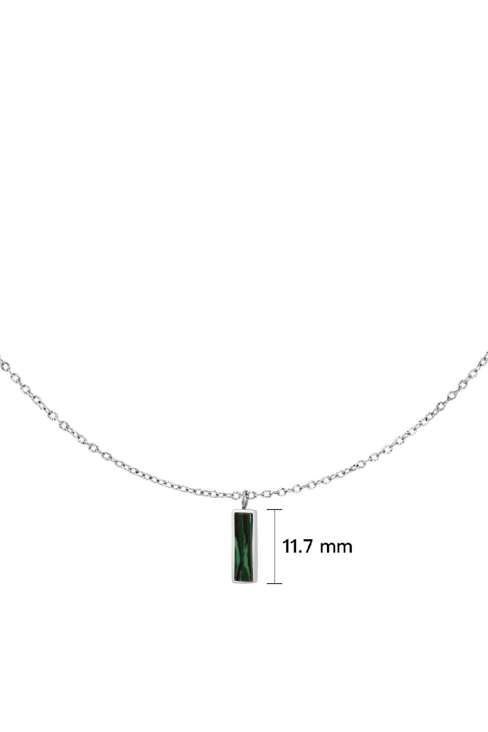 Collier À Breloques Vertes Argenté Acier Inoxydable h5Image4