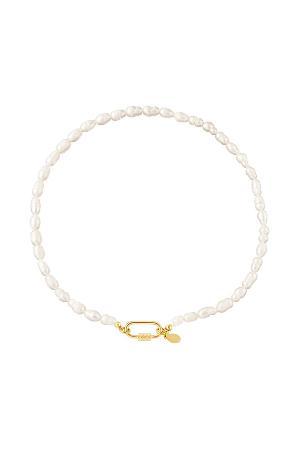 Collier De Perles Avec Fermeture Ovale Couleur Or 