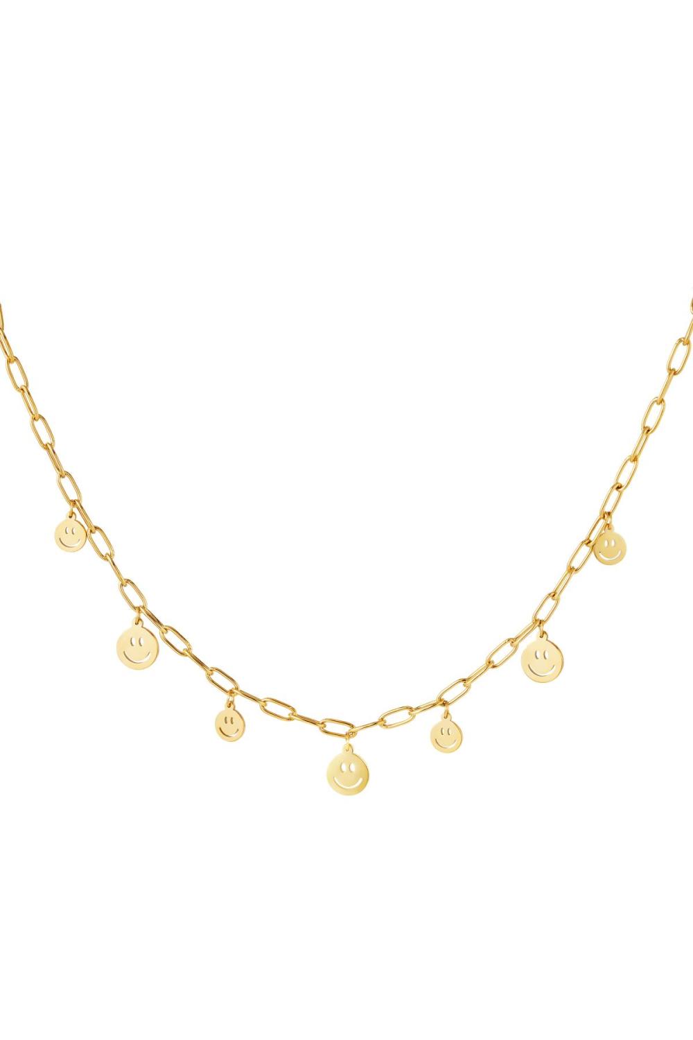 Collier Multiples Smileys Couleur Or Acier Inoxydable