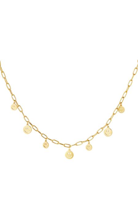 Collier multiples smileys Couleur or Acier inoxydable
