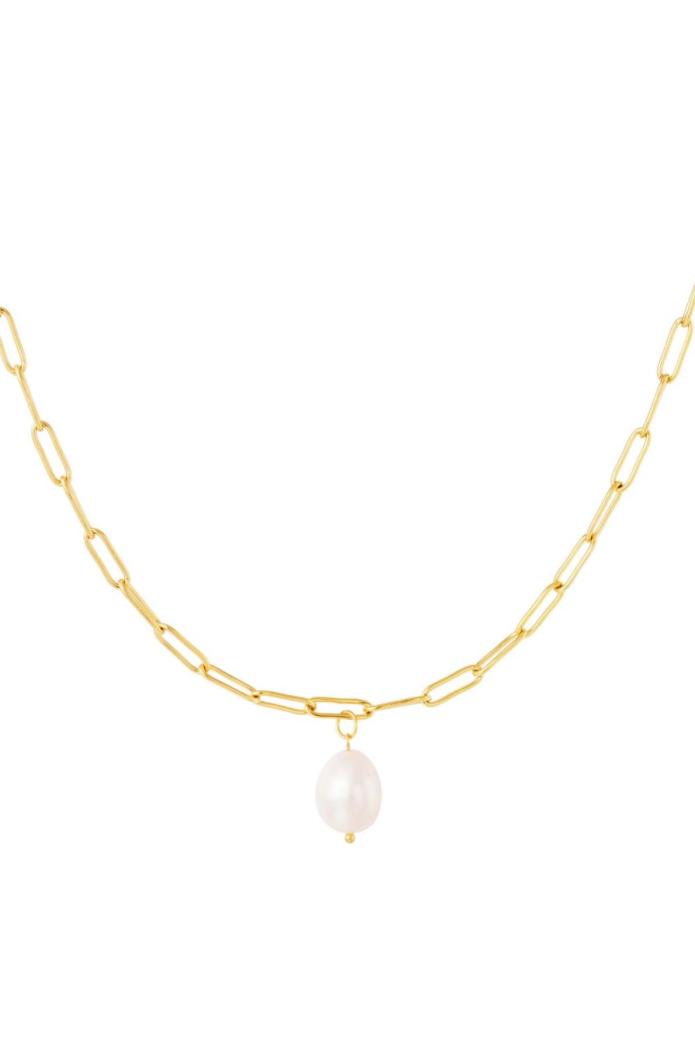 Collier Épais Avec Perle Couleur Or Acier Inoxydable 