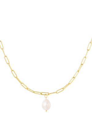 Collier Épais Avec Perle Couleur Or Acier Inoxydable h5 