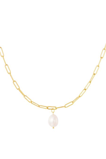 Collier épais avec perle Couleur or Acier inoxydable
