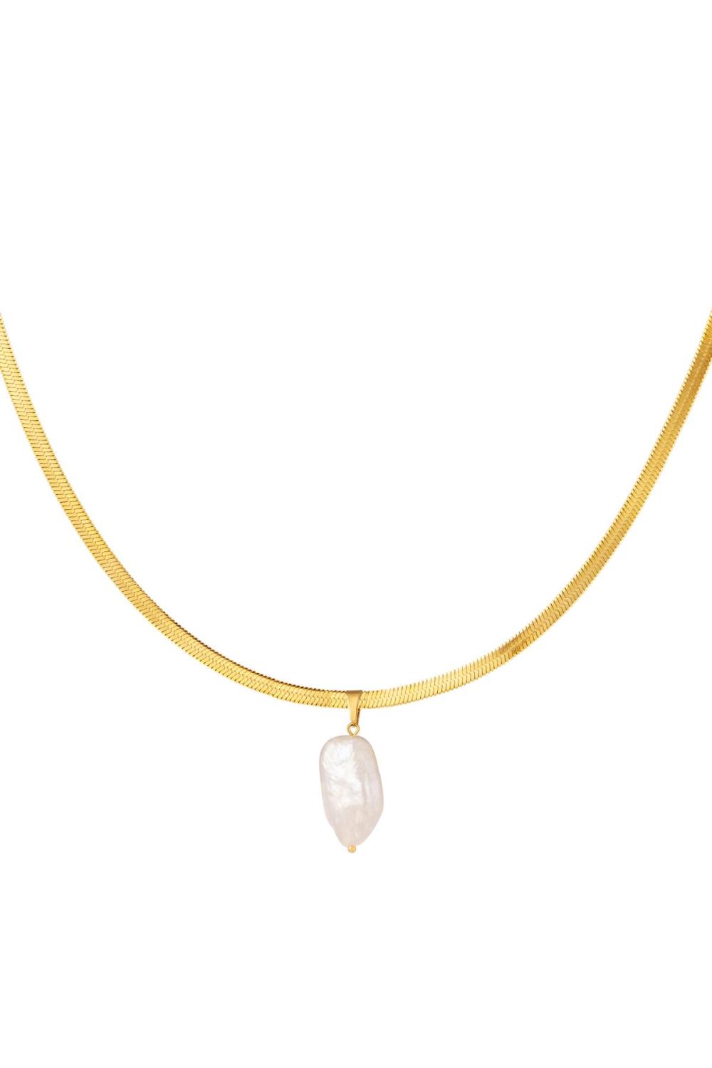 Collier Perle Breloque Couleur Or Acier Inoxydable 