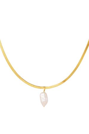 Collier Perle Breloque Couleur Or Acier Inoxydable h5 