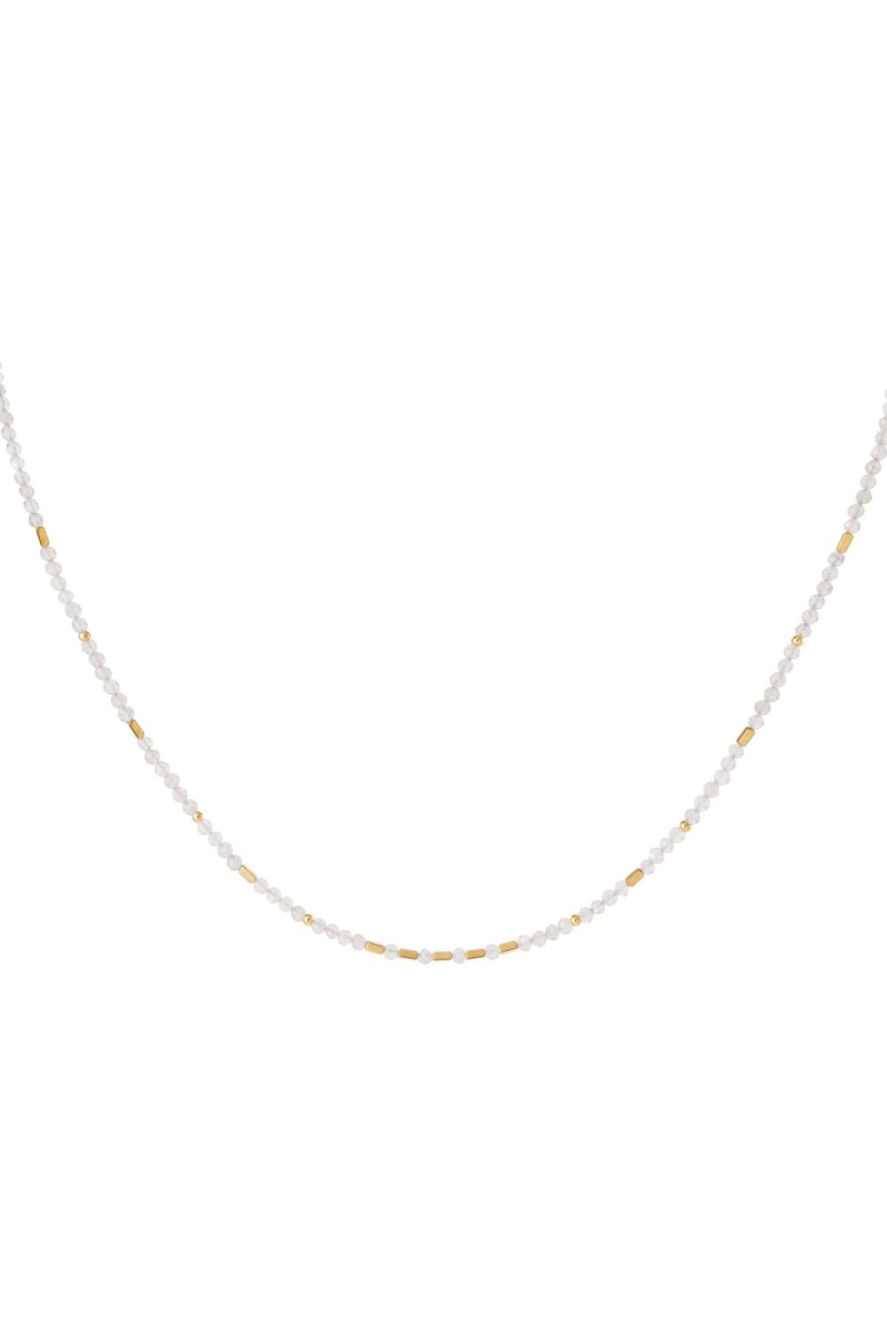 Collier De Perles Colorées Gris & Couleur Or Acier Inoxydable