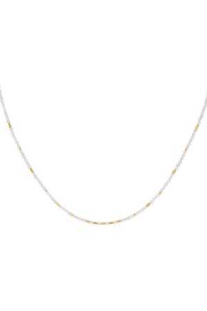Collier De Perles Colorées Gris & Couleur Or Acier Inoxydable h5