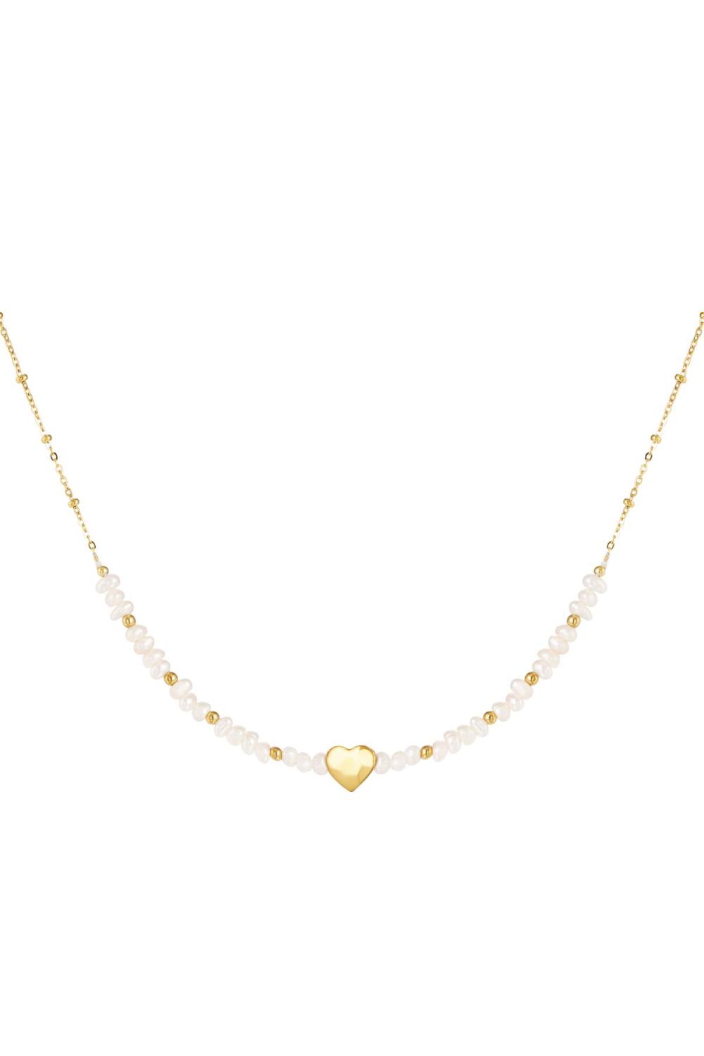 Collier Jolie Perle Couleur Or Acier Inoxydable