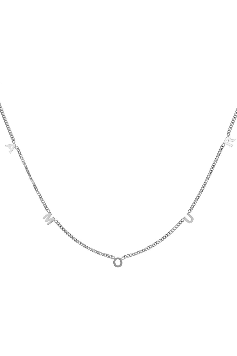 Necklace Amour Argenté Acier Inoxydable