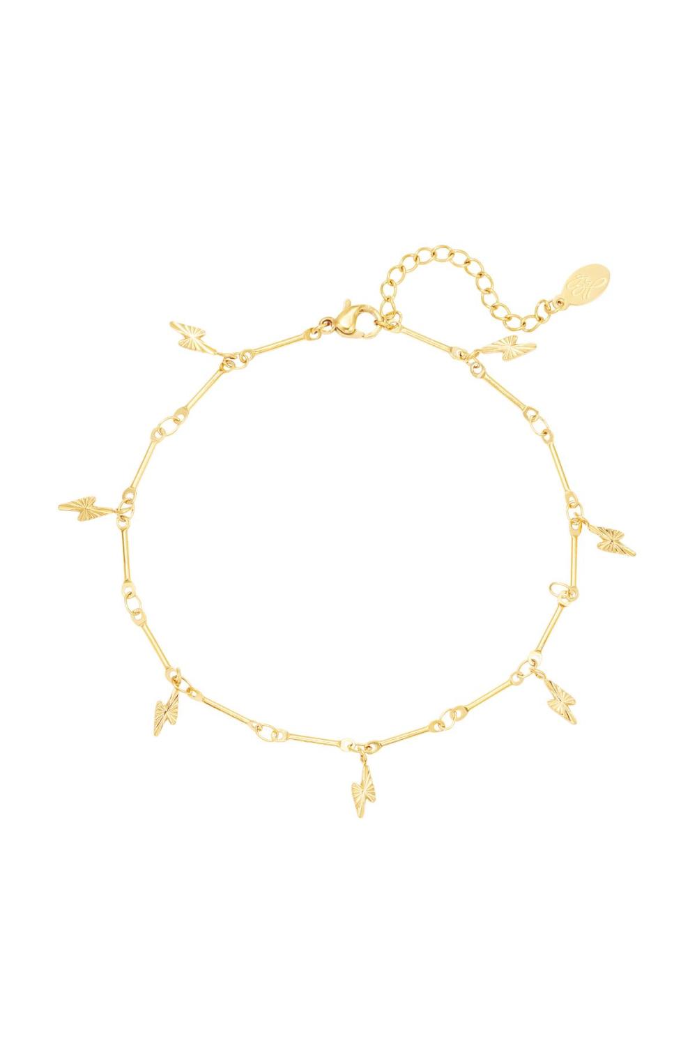 Bracelet De Cheville Avec Breloque Éclair Couleur Or Acier Inoxydable 