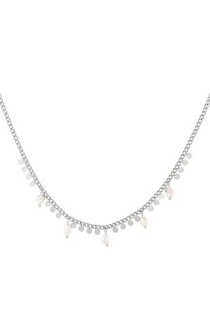 Collier Avec Perles Et Cercles Argenté Acier Inoxydable h5