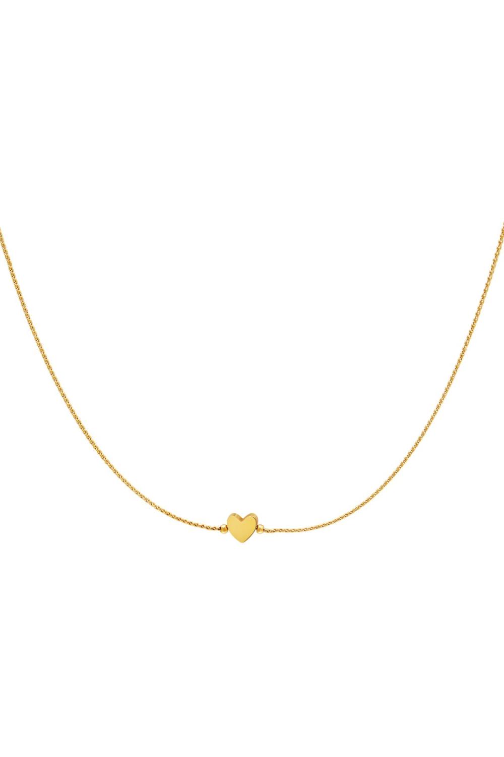 Collier Coeur Couleur Or Acier Inoxydable 