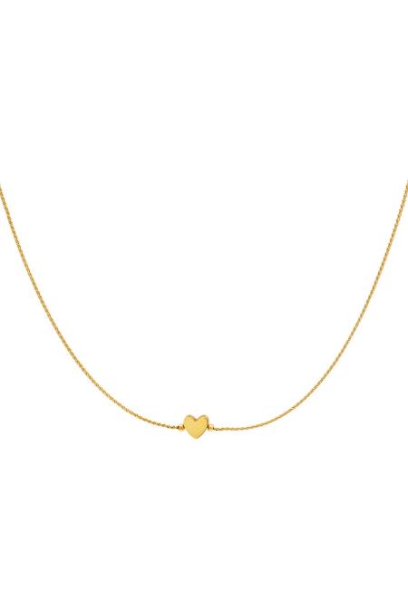 Collier Coeur Couleur Or Acier Inoxydable