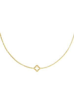 Collier Trèfle Zircon Couleur Or Acier Inoxydable h5 