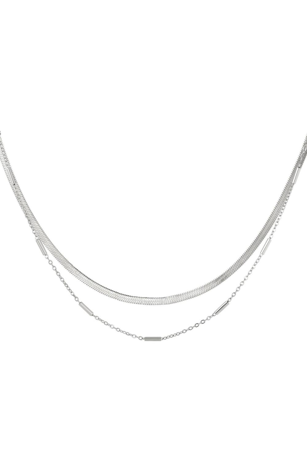 Collier En Acier Inoxydable Double Chaîne Couleur Or 