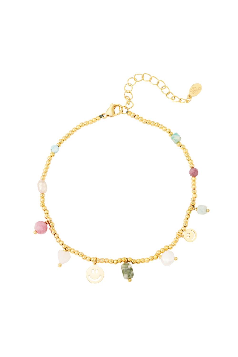 Bracelets De Cheville En Acier Inoxydable Vert & Couleur Or 