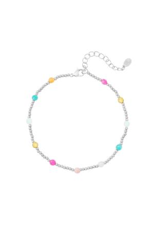 Bracelet De Cheville En Acier Inoxydable Perles Colorées Argenté h5 
