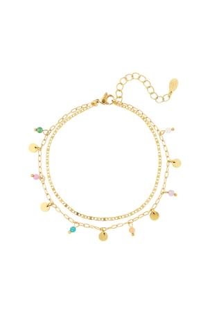 Chaîne De Cheville Double Avec Breloques Couleur Or Acier Inoxydable h5