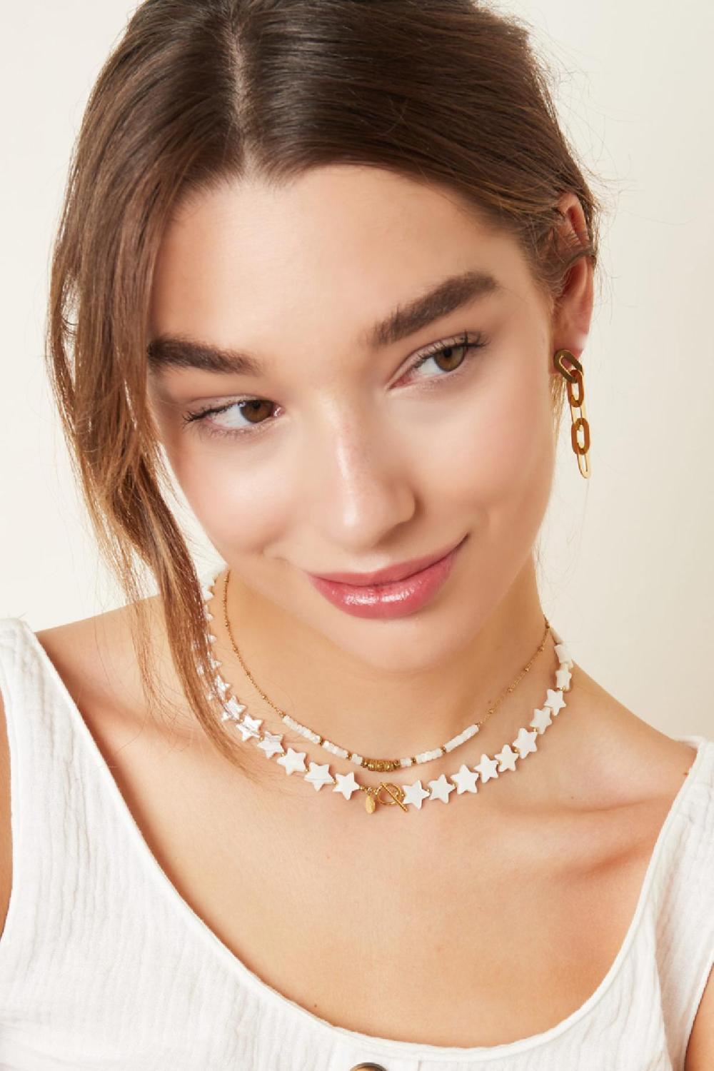 Collier Coquillages Étoiles - Collection Plage Couleur Or Blanc Coquilles h5Image2