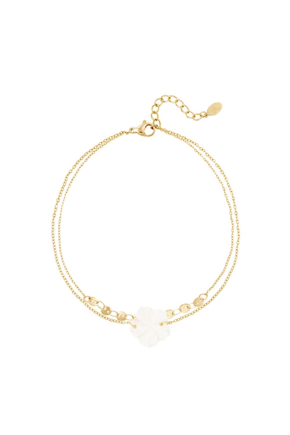 Bracelet De Cheville Fleur - Collection Plage Couleur Or Acier Inoxydable